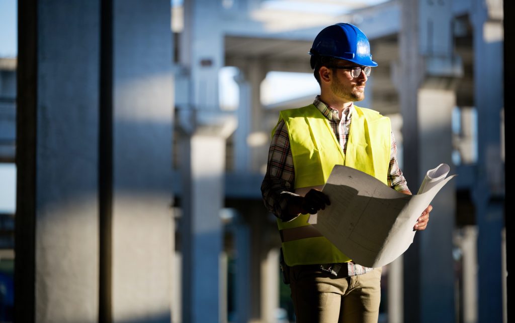 Young business man construction site engineer